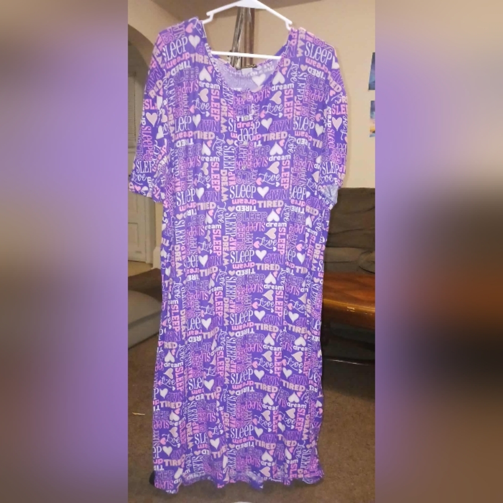 Not A Morning Person Womens Purple Pink Word Graphic Nightgown One Size